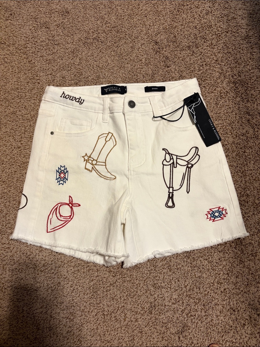 NWT Lucky & Blessed White shorts